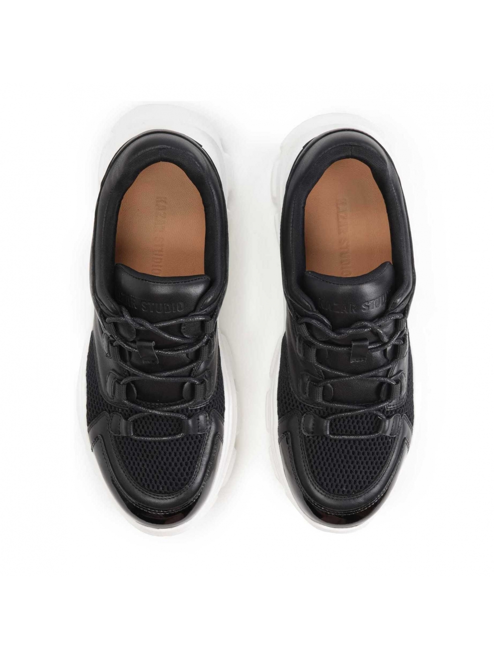 sneakersy damskie na grubej podeszwie czarne