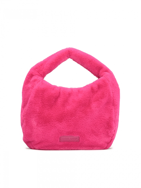 Różowa futrzana torebka do noszenia za uchwyt TOURE