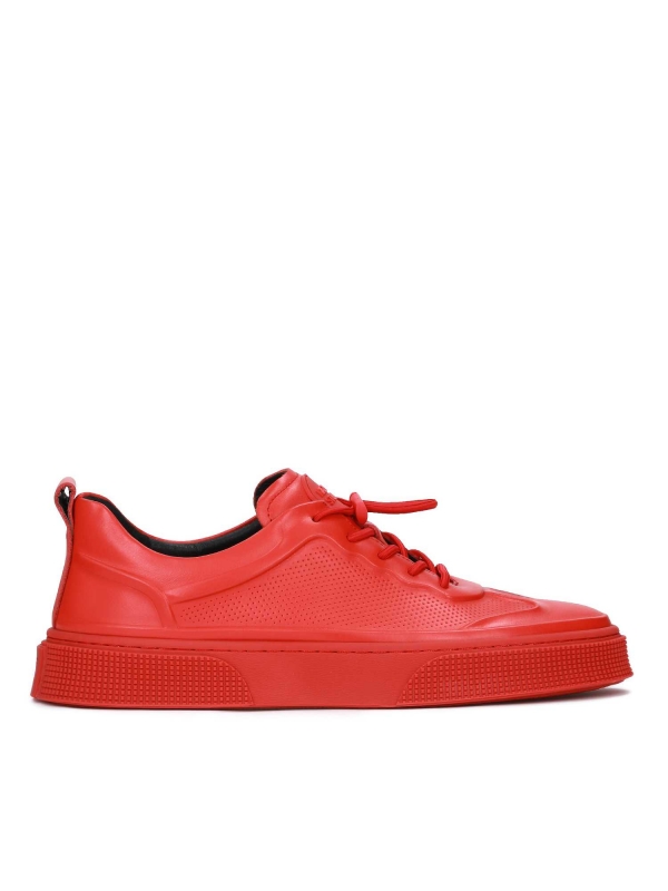 Czerwone skórzane sneakersy męskie THERON